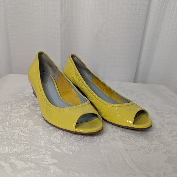 Cole Haan Citrus Peep Toe Wedges , Patent Leather, Size 7B - Picture 2 of 6